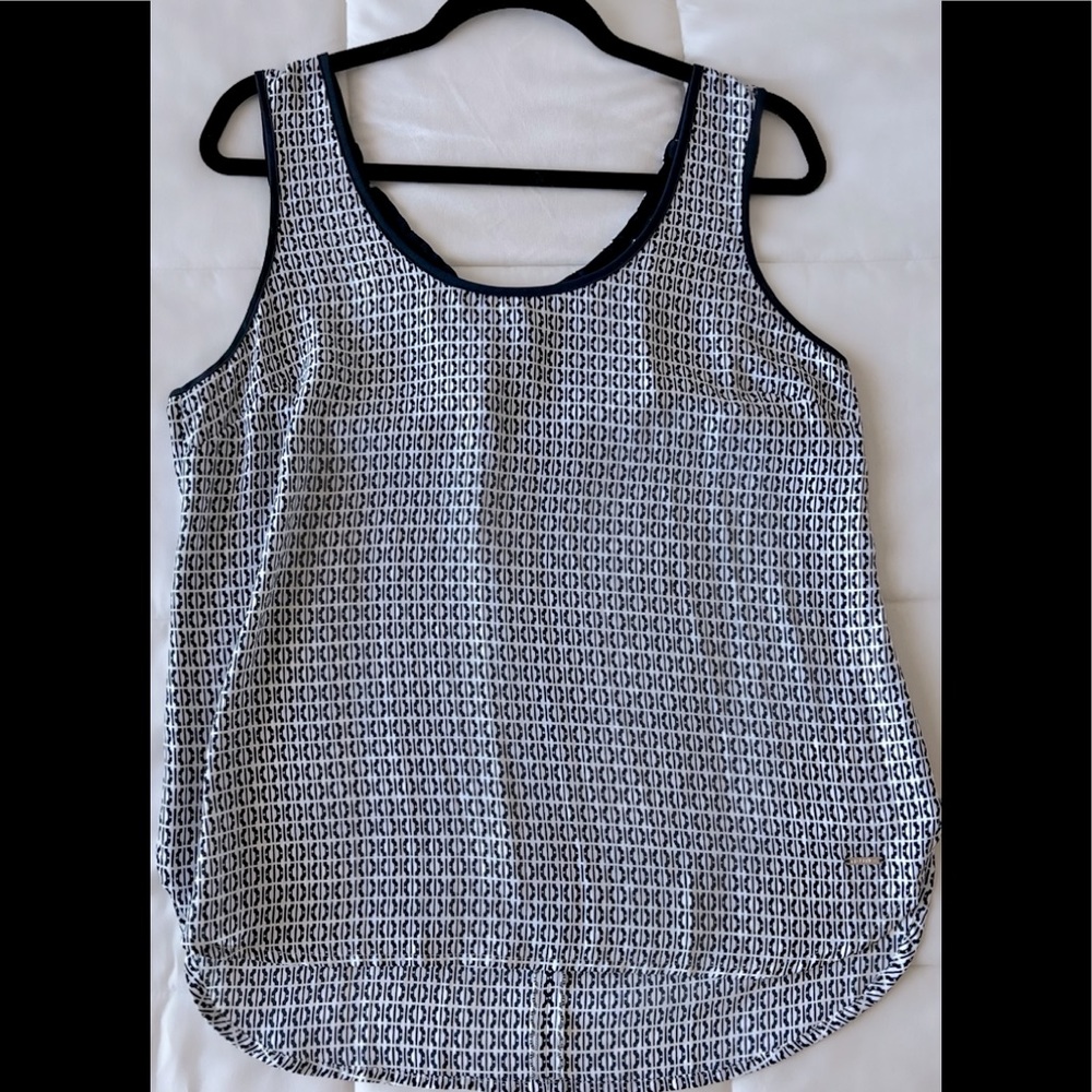 Nautica White and Blue Sleeveless Top - Navy and White - Size M